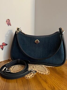 kate spade Denim and Navy Leather Shoulder Bag